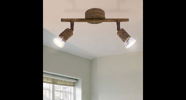 LED plafondlamp Woonkamerlamp Plafondlamp roest Spotlight verstelbaar, 2x 3 Watt 2x 250 Lumen 3000 Kelvin, LxH 26x15 cm