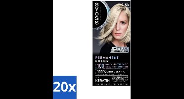 20 x SYOSS - Coloration 9-53 Silver Blush - Haarverf - Grijsdekking - Vermindert Haarbreuk - Haarverf - Permanente Haarkleuring - Grijsdekking - Haarverf Grijs - Haarverf 9-53