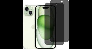 Privacy Screen protector Geschikt voor iPhone 15 Plus screenprotectors Privacy - 2 Stuks - Full screen protector tempered glass van gehard glas