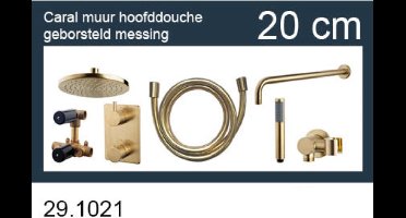 Wiesbaden Caral one-pack inbouwthermostaatset - hoofddouche rond 20cm - type 402 - geborsteld messing