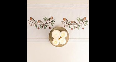Rico Design tafelloper kersttak met roodborstje 31211.52.12 borduren
