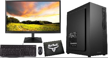 AMD Ryzen 7 PC met Monitor en MS Office 2024|16GB RAM|500GB SSD|Complete Computer Set|24" Scherm met Speakers, Logitech MK120 Toetsenbord (AZERTY, BE/FR), Muis en Muismat|WiFi 6|Bluetooth 5.4|Gamdias Mars