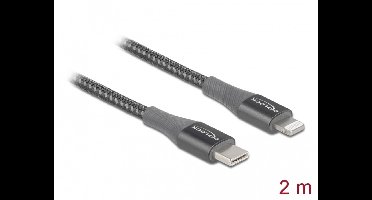 Delock Data and charging cable USB Type-C™ to Lightning™ for iPhone™, iPad™ and iPod™ grey 2 m MFi