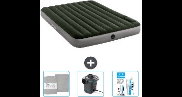 Intex Luchtbed - 2-Persoons - 152 x 203 x 25 cm - Groen - Inclusief Hoeslaken - Pomp en Reparatieset