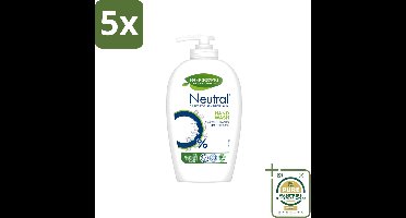 5 x Neutral - Vloeibare Handzeep - Gevoelige Huid - 0% Parfum & Kleurstof - 100% Biologisch Afbreekbaar - 250 ml - Wasstrips - Gevoelige Huid - Handzeep - Vloeibare Handzeep - 0% Parfum - 0% Kleurstof