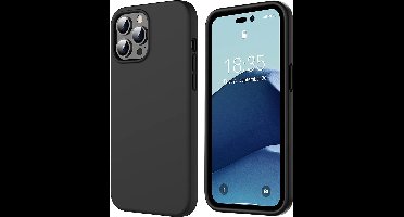 Hoesje Geschikt voor iPhone 14 Pro – Liquid Siliconen Backcover – Zwart