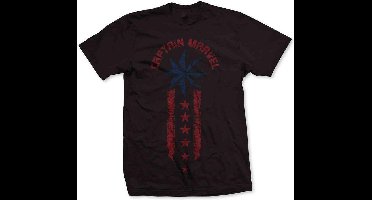 Marvel Captain Marvel Heren Tshirt -S- Star Stripe Zwart