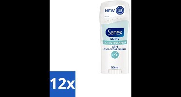 12 x Sanex – Deodorant Stick – Dermo Active Freshness – 65 ml - Deodorantstick - Frisheid - Huidbescherming - Zachte Textuur - Langdurige Frisheid