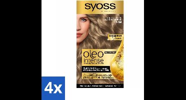 4 x SYOSS - Oleo Intense 7-58 Cool Beige Blond - Haarverf - Zonder Ammoniak - Grijsdekking - Langdurige Kleur - Permanente Haarkleuring - Haarkleur - Olie-formule - Ammoniakvrij - Grijsdekking