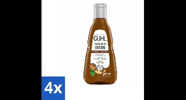 4 x Guhl - Shampoo - Colorshine Bruin - 250 ml - Bruin Haar Shampoo - Glans Shampoo - Kleurversterkende Shampoo - Shampoo Met Kukui-nootolie - Verzorging Shampoo Bruin Haar
