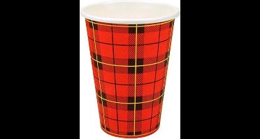 Scotty Drinkbeker, Karton, 180 ml, Geruit, Rood (doos 25 pakken)