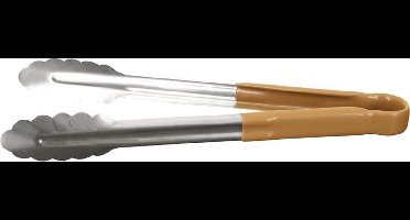 Hygiplas Serveertang / Vleestang - Kleurcode Bruin - RVS - 30cm - Gladde vorm tegen bacteriën - horeca bbq tang