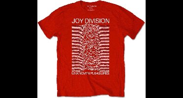 Joy Division - Unknown Pleasures White On Red Heren T-shirt - M - Rood
