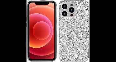 iPhone 14 Hoesje - Glitter Case Cover - Zilver - Provium