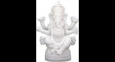Ganesha Beeld - Witte Albast - Polyresin - 17 cm