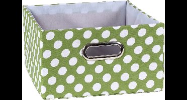 Opbergmand in groen stof en witte stippen - 30x27x15cm