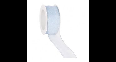 Wired organzalint Licht Blauw – 38 mm × 20 m – Organza