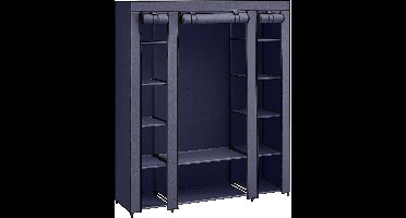 Hoppa! Stoffen kledingkast (45 x 150 x 175 cm, B×D×H) – donkerblauw – 12 legplanken