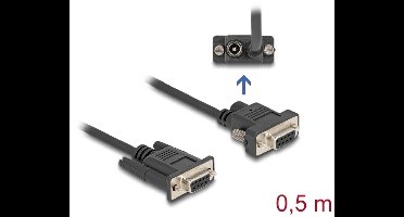 Delock Serial Cable RS-232 D-Sub9 female to D-Sub9 female Power Connection at Pin 9 0.5 m