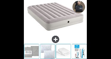 Intex Luchtbed - 2-Persoons - 152 x 203 x 30 cm - Grijs - Inclusief pomp - Hoeslaken - Kussen - Reparatieset en Kussenbeschermer
