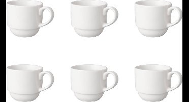 Mammoet - Koffiekop breed - Budgetline - 20 cl - Wit - Porselein - 6 stuks