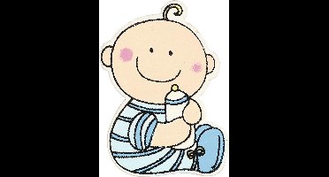 Happy Moments Houten Ornament Baby 3,5 X 2,4 Cm Lichtblauw 10 Stuks