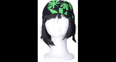 Funny Fashion Rasta bandana - Jamaicaanse vlag - wiet thema - hoofddoek - wietblad - verkleedartikel