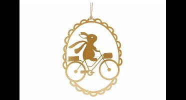 Cosy @ Home Hanger - Konijn op fiets - Goud - 25h18cm - metaal