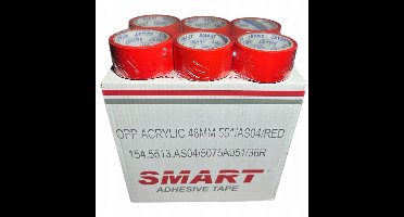 36x Rode Pakkingstape SMART Acryl 48mm x 50m - Sterke Lijm