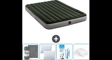 Intex Luchtbed - 2-Persoons - 152 x 203 x 25 cm - Groen - Inclusief Hoeslaken - Kussen - Kussenbeschermer en Reparatieset