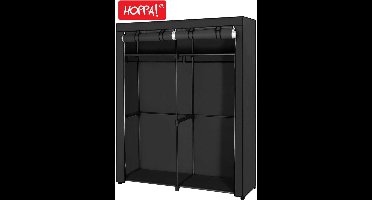Hoppa! - Stoffen kledingkast - 2 kledingrails - grijs - 140x174x43 cm (BxDxH)