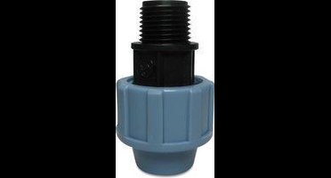 Unidelta Aansluitstuk PP 50 mm x 2" knel x buitendraad 16bar zwart/blauw DVGW/KIWA/WRAS