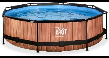EXIT Wood Frame Zwembad ø300 - Opzetzwembad - met Filterpomp - Rond - Bruin