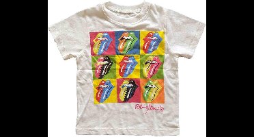The Rolling Stones - Two-Tone Tongues Kinder T-shirt - 12 maanden - Wit