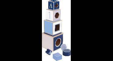 Jipy Houten Stapeltoren + 4 Blokken Blauw