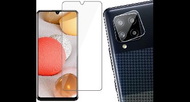 Screenprotector geschikt voor Samsung A42 + Camera Lens - Glas Screen Protector