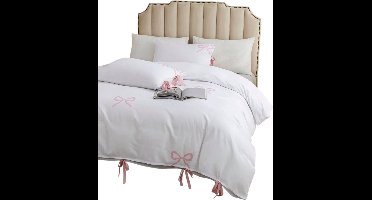 2-Delige Pink Bow Tie Dekbedovertrekset — Trendy & Romantisch - 135x200cm