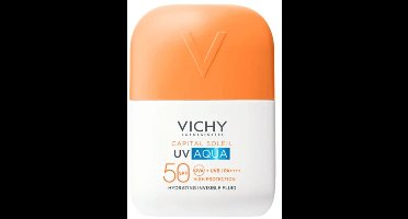 Vichy Capital Soleil UV Aqua SPF50 Onzichtbare Zonnefluïde - Hydraterende Hoge Bescherming - Beschermende lichte textuur op waterbasis - 50ml