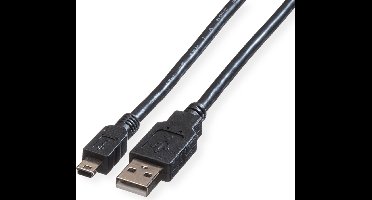 ROLINE USB 2.0 Kabel, type A - 5-Pin Mini, zwart, zwart, 0,8 m