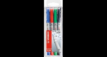 STABILO OHPen - Uitwisbare Marker - Universal S Punt 0,4 mm - Etui Met 4 Kleuren