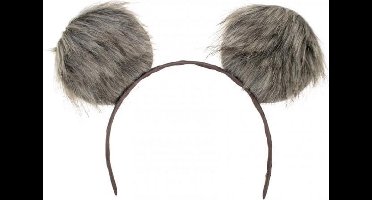 Diadeem grote pluche oren grijs