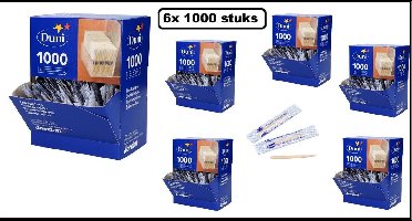 6x Doos 1000 stuks tandenstoker Jordan 50mm per stuk verpakt - Tanden stoker tandarts mond tanden