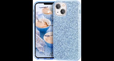 Hoesje Geschikt voor iPhone 13 Pro Hoesje Glitters Siliconen - Glitter Hoesje Geschikt voor iPhone 13 Pro hoesje TPU Case Licht Blauw - Cover