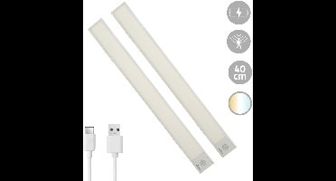2x Kastverlichting met bewegingssensor - Dual White - 40 cm - Kastverlichting oplaadbaar - Wit - Set van 2