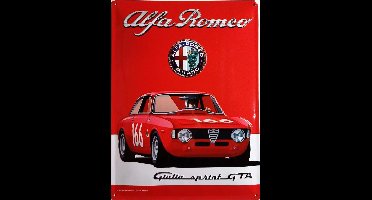 Alfa Romeo Giulia Sprint GTA. Metalen wandbord in reliëf 15 x 20 cm.