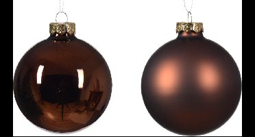 Kerstbal glas d8 cm espresso ass 6st kerst