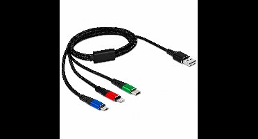 Delock USB Charging Cable 3 in 1 Type-A to Lightning™ / Micro USB / USB Type-C™ 1 m 3-coloured