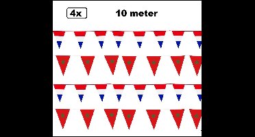 4x Vlaggenlijn landen set Nederland/Marokko 10 meter - Sport Holland Belgie Thema feest voetbal party