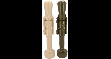Notenkraker Decoratie Beelden 36 cm – Polyresin Kerstdecoratie – Staande Notenkraker op Voet – Set van 2