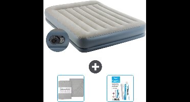 Intex Luchtbed - 2-Persoons - 152 x 203 x 30 cm - Grijs - Inclusief pomp - Hoeslaken en Reparatieset